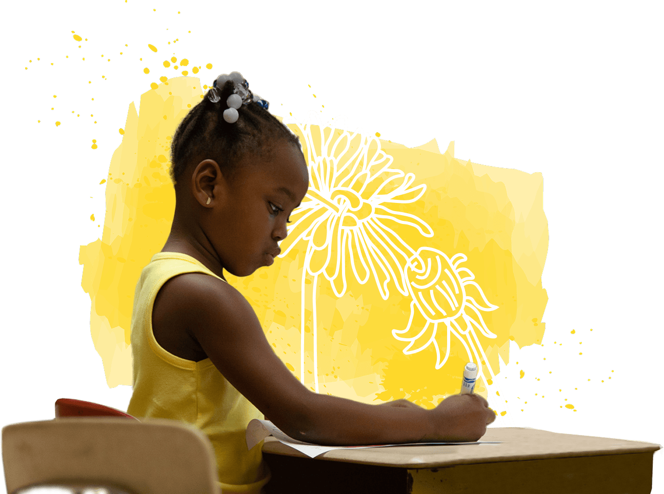 Girl working at a desk
